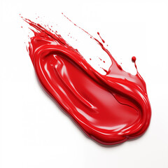 Red color paint stroke on a white background, Generative AI