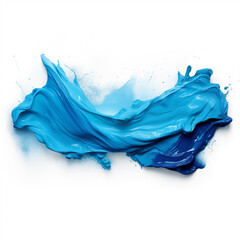 Blue color paint stroke on a white background, Generative AI