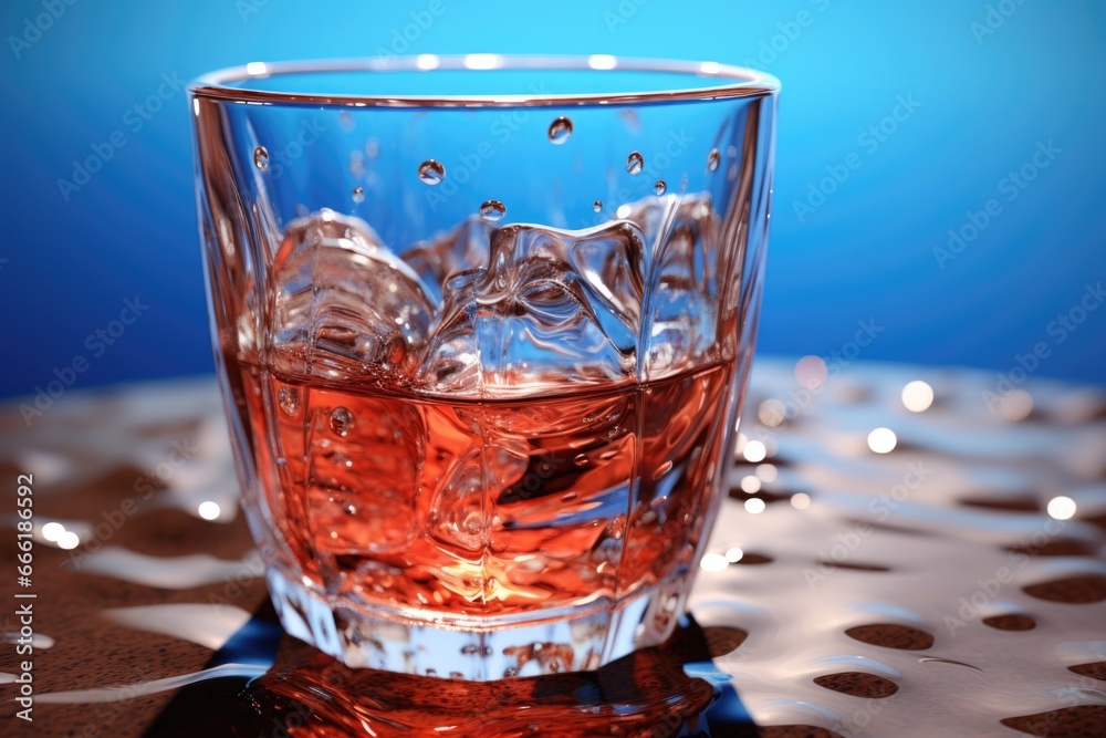 Aufkleber a glass filled with liquid sitting on top of a table. this versatile image can be used for various p