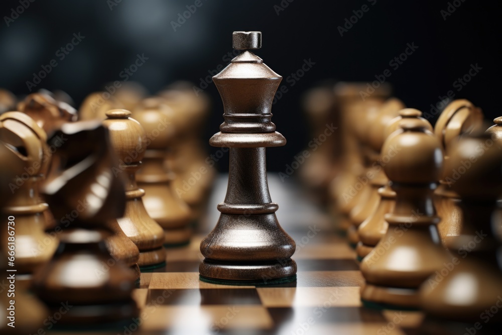 Aufkleber a detailed close-up view of a chess board with numerous pieces. this image can be used to depict str
