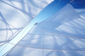 A detailed view of a white parachute. Perfect for adventure, skydiving, or military-themed designs