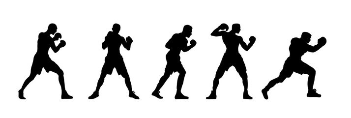boxer silhouette	- vector illustration

