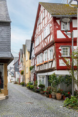 Obraz premium Fachwerk an der Judengasse in Hachenburg