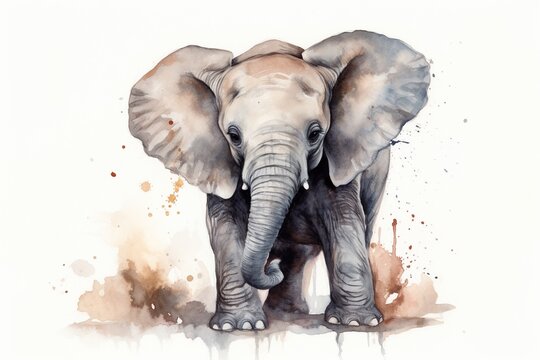 elephant drawing watercolor