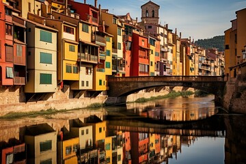 Naklejka na ściany i meble Town in Catalonia, Spain. Generative AI