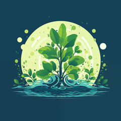 Flat vector, ecology, sprout, nature protection, Generative AI