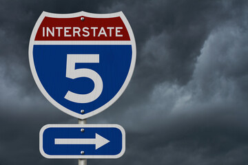 I-5 interstate USA highway road sign