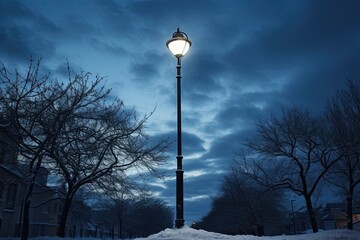 a vintage streetlamp streetlight in winters season