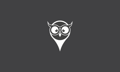Simple Modern minimalist Owl Pin Logo icon vector on black background