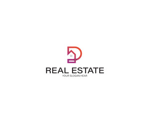 Modern Letter D and real estate logo design template