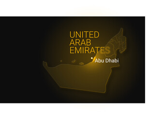 United Arab Emirates luxury glass map with a Capital of Abu dhabi