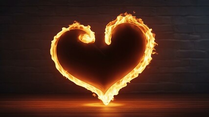 heart in fire A flamy logo heart with a realistic effect, showing the power and energy of fire 