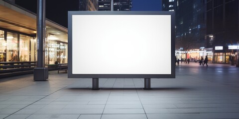 Blank white billboard signage, empty info banner, street banner. Mock up for advertisement. Generated by AI