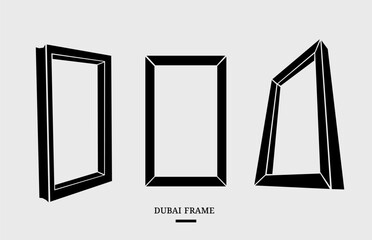 Dubai frame vector silhouette with three different angles.