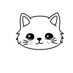 Cartoon face cat, illustration 