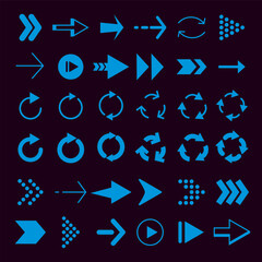 Arrows. different arrows style. vector templates. Illustration of direction right