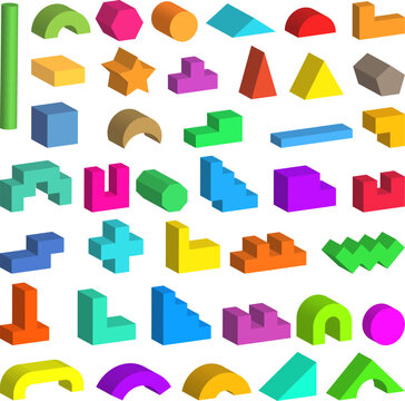 Game blocks. Cartoon bricks for kids constructor recent vector pictures set
