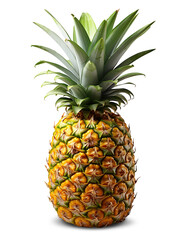 Fototapeta premium Ripe beautiful delicious pineapple isolated on white background with shadow. Beautiful realistic tropical fruit, healthy, vitamins, healthy food