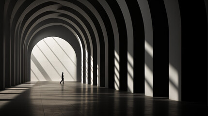 Obraz premium An artistic monochrome snapshot with dynamic lighting and silhouettes creating an atmosphere of suspense in any layout.