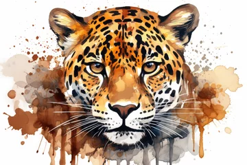 Foto op Plexiglas Jaguar head watercolor illustration style © Prime Lens