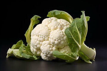 Cauliflower on a background with no visible objects apart from the cauliflower itself. Generative AI