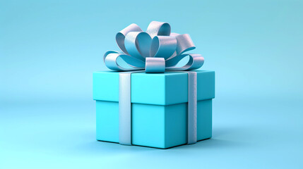 Frosty Blue Christmas Gift Box, generative ai