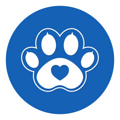 blue paw animal circle icon