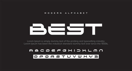 BEST Modern abstract digital alphabet font. Minimal technology typography, Creative urban sport fashion futuristic font and with numbers. vector illustration. © Abrar Hussain