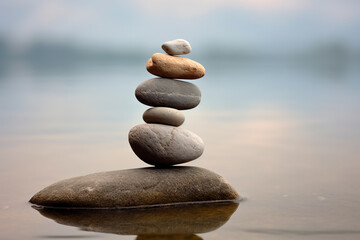 Beautifully laid Zen stones. The concept of harmony, peace and balance