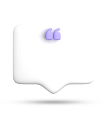 3d rendering of blank speech bubble for testimonial, 3D pastel icon set.