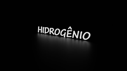 3D representation of the name hydogenio in a dark environment on a reflective background