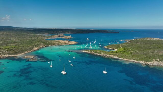Revel in the allure of Minorca's coastal jewels from a sky-high perspective.