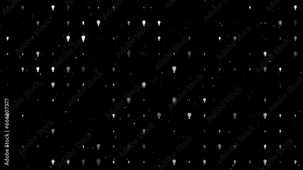 Poster template animation of evenly spaced lamp symbols of different sizes and opacity. animation of transp