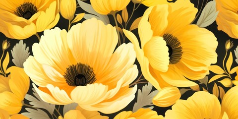 Pattern of yellow flowers, illustration, banner background