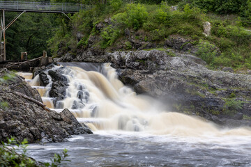 Stream of cascading water in long exposure