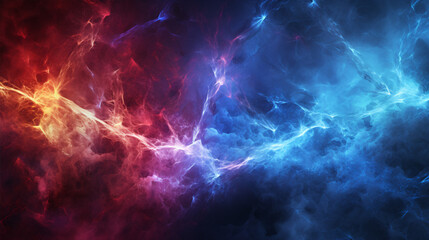 A fiery/icy fractal lightning design with a plasma-empowered backdrop serves as a gaming screen.