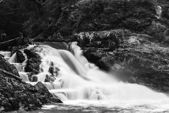 Stream of water in lon exposure and monochrome