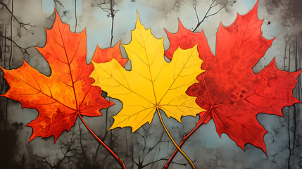 Slowly falling maple leaves PPT background poster wallpaper web page