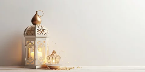 Foto op Plexiglas modern beautiful minimalistic eid ul azha eid ul fitr ramadan Mubarak Islamic lantern celebration background © DailyLifeImages