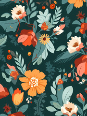 Fototapeta premium Cyan floral pattern PPT background poster wallpaper web page