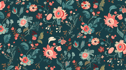 Cyan floral pattern PPT background poster wallpaper web page