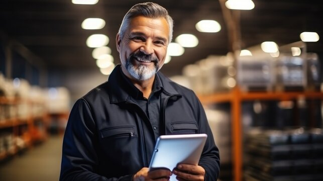 Engineer manager inspected work in warehouse store distributor factory.