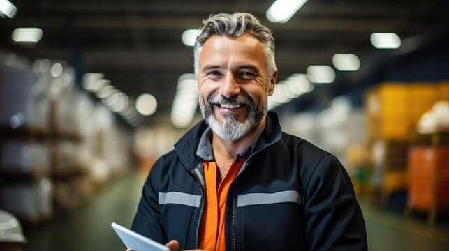 Engineer manager inspected work in warehouse store distributor factory.