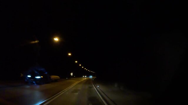 Time lapse through a highway tunnel in southwestern Iceland. 