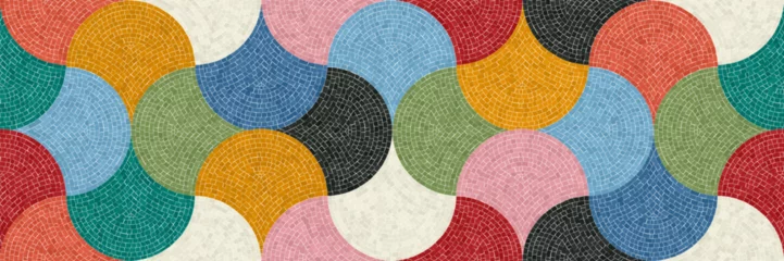 Fotobehang Seamless pattern with mosaic tiles, editable template, vector illustration © Richard Laschon