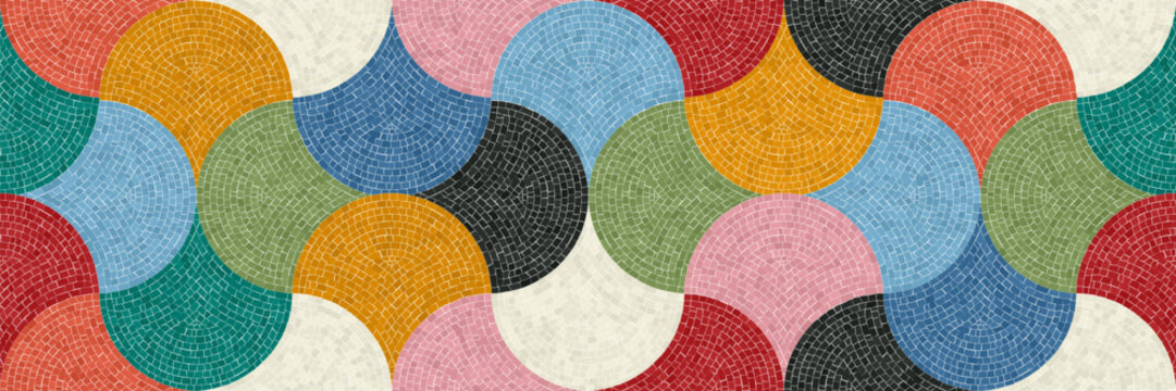 Seamless pattern with mosaic tiles, editable template, vector illustration