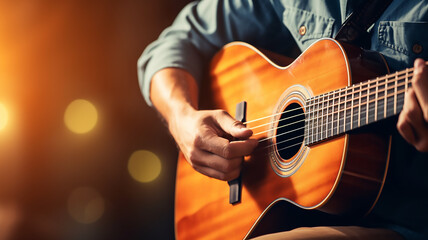 Naklejka premium Playing guitar, Generative AI