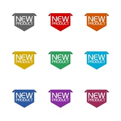New product banner icon isolated on white background. Set icons colorful