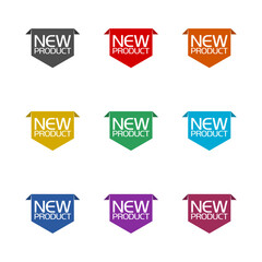 New product banner icon isolated on white background. Set icons colorful