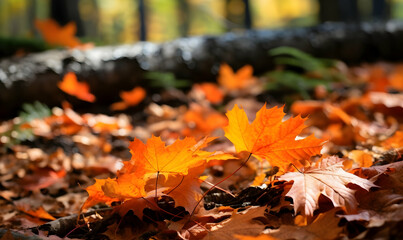 Autumn Season, maple leaf background on autumn or spring season, red and orange maple leaf falling down on the ground in an autumn season, Single maple leaf, Isolated autumn background